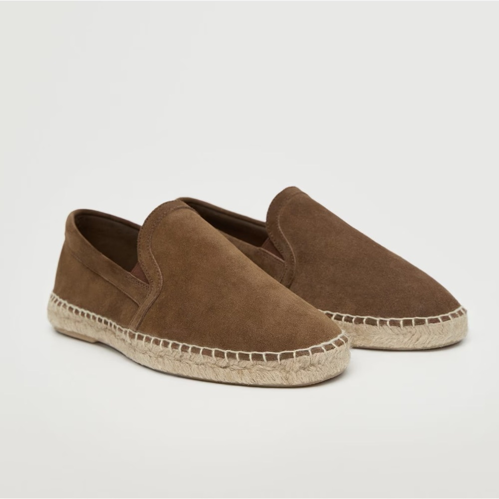 Mango Jute Leather Espadrilles - medium brown size 9